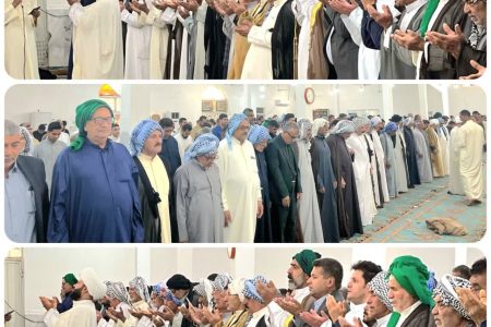 حضور شهردار ابوحمیظه و اعضای شورای شهر در نماز عید فطر و معایده عموم مردم