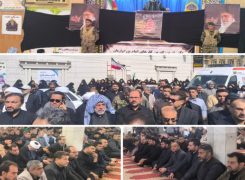 حضور شهردار ابوحمیظه مهندس سیدحسین نوری و اعضای شورای اسلامی شهر و جمعی از کارکنان شهرداری در نماز جمعه عبادی سیاسی و مراسم تشییع پیکرهای مطهر مدافعان امنیت
